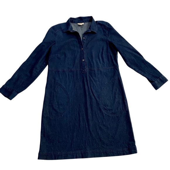 J. Jill Denim Jean Shirt Dress Size Small Petite Quarter Button Chambray Pockets - Picture 6 of 15